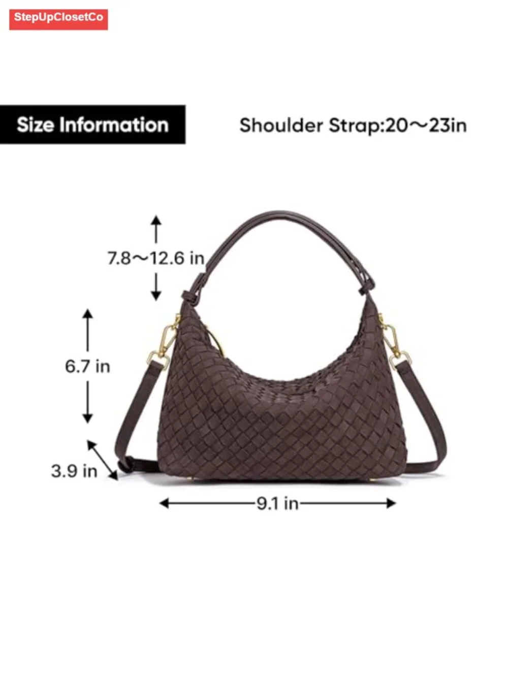 Woven Suede Shoulder Bag Slouchy Crescent Hobo Satchel Handbag